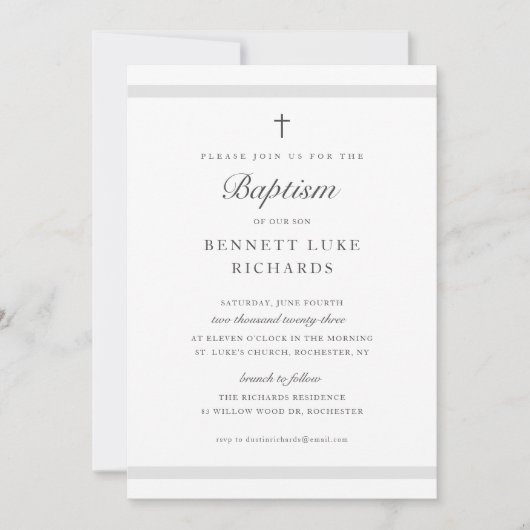 Modern Elegance Baptism Invitation Kaart (Voorkant)