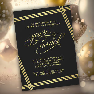 Modern Elegance Birthday Party Invitation Kaart