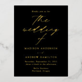 Modern Elegance Black and Gold Wedding Folie Uitnodiging Briefkaart (Voorkant)