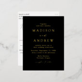 Modern Elegance Black and Gold Wedding Folie Uitnodiging Briefkaart (Voorkant / Achterkant)