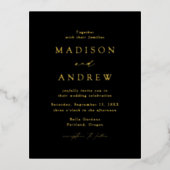 Modern Elegance Black and Gold Wedding Folie Uitnodiging Briefkaart (Voorkant)
