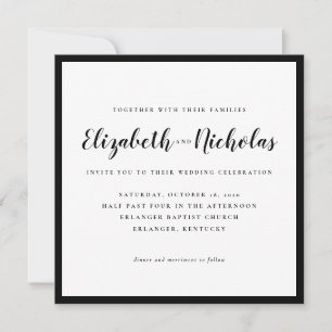 Modern Elegance Black and White Wedding Invitation