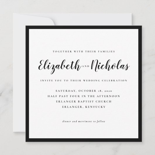 Modern Elegance Black and White Wedding Invitation (Voorkant)