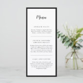Modern Elegance Black and White Wedding Menu (Staand voorkant)