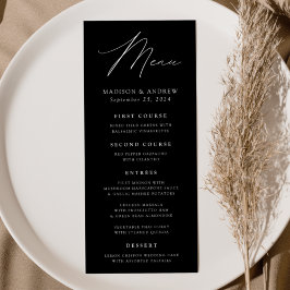 Modern Elegance Black and White Wedding Menu