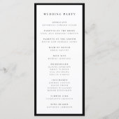 Modern Elegance Black and White Wedding Programmakaart (Achterkant)