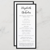 Modern Elegance Black and White Wedding Programmakaart (Voorkant / Achterkant)