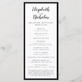 Modern Elegance Black and White Wedding Programmakaart (Voorkant)