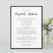 Modern Elegance Black and White Wedding Reception Programmakaart (Staand voorkant)