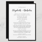 Modern Elegance Black and White Wedding Reception Programmakaart (Voorkant / Achterkant)