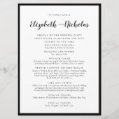 Modern Elegance Black and White Wedding Reception Programmakaart (Voorkant)