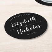 Modern Elegance Black and White Wedding Ronde Kartonnen Onderzetter (Gebogen)