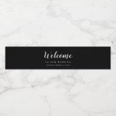 Modern Elegance Black and White Wedding Waterfles Etiket (Enkel label)
