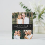 Modern Elegance Black Drie Foto slaat de datum op Aankondigingskaart (Staand voorkant)