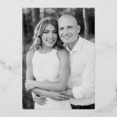 Modern Elegance Black en Gold Photo Wedding Folie Uitnodiging (Achterkant)