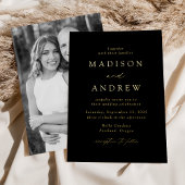 Modern Elegance Black en Gold Photo Wedding Folie Uitnodiging