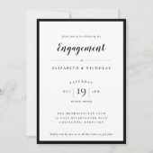 Modern Elegance Black en White Verloving Invite (Voorkant)