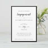 Modern Elegance Black en White Verloving Invite (Staand voorkant)