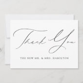 Modern Elegance Black Script Wedding Bedankkaart (Voorkant)