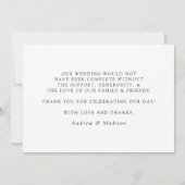 Modern Elegance Black Script Wedding Bedankkaart (Achterkant)