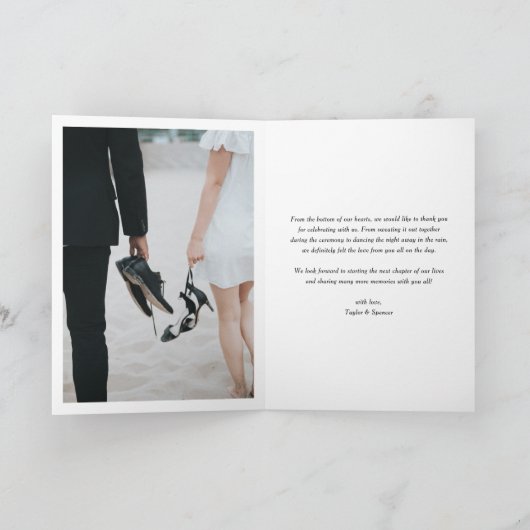 Modern Elegance Black Typography Wedding Bedankkaart (Binnen)