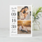 Modern Elegance Black Wedding Foto Save The Date (Staand voorkant)