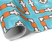 Modern Elegance Blauw Sinaasappel Wit Azulejos Teg Cadeaupapier (Rol Hoek)