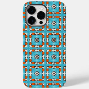 Modern Elegance Blauw Sinaasappel Wit Azulejos Teg Case-Mate iPhone 14 Pro Max Hoesje