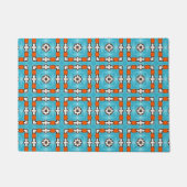 Modern Elegance Blauw Sinaasappel Wit Azulejos Teg Deurmat (Voorkant)