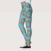 Modern Elegance Blauw Sinaasappel Wit Azulejos Teg Leggings (Links)