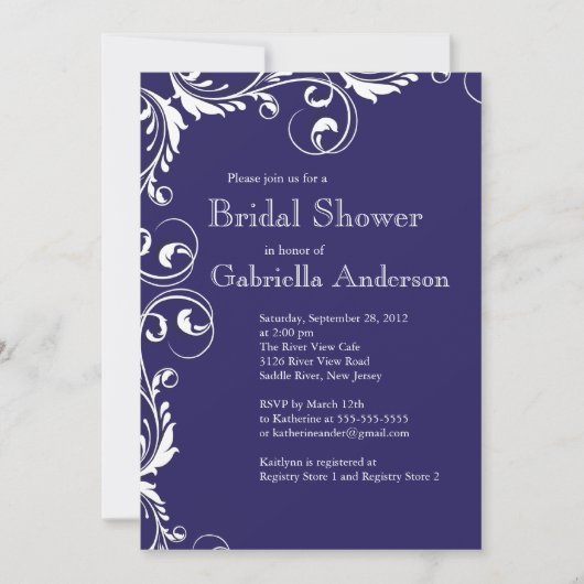 Modern Elegance Blue Bridal Shower Kaart (Voorkant)