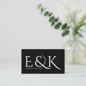 Modern Elegance Bold Big Monogram Black script Visitekaartje (Staand voorkant)