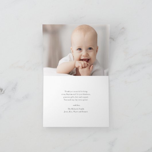 Modern Elegance Boys Baptisme Bedankkaart (Binnen)