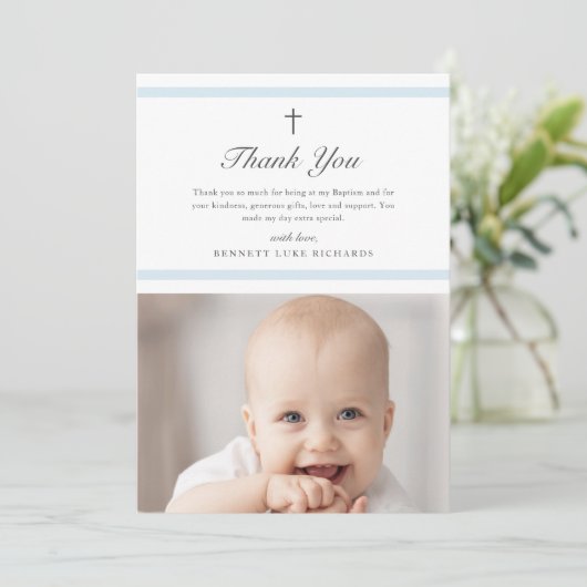 Modern Elegance Boys Baptisme Bedankkaart