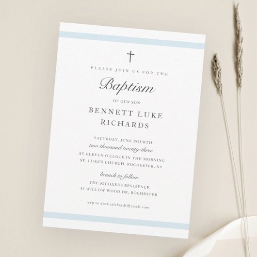 Modern Elegance Boys Baptisme Invitation