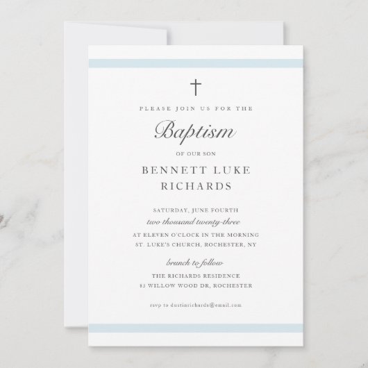 Modern Elegance Boys Baptisme Kaart (Voorkant)