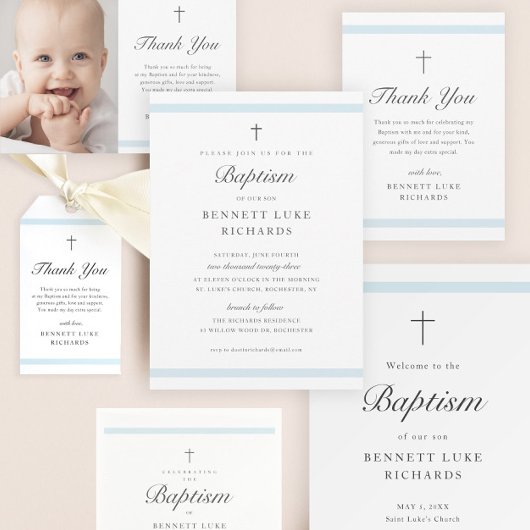 Modern Elegance Boys Baptisme Kaart
