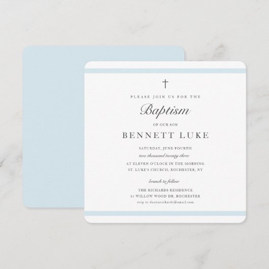 Modern Elegance Boys Baptisme Kaart (Voorkant / Achterkant)