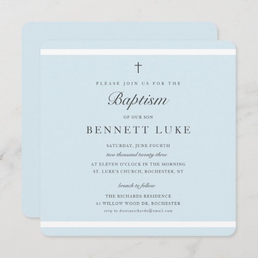 Modern Elegance Boys Baptisme Kaart (Voorkant / Achterkant)