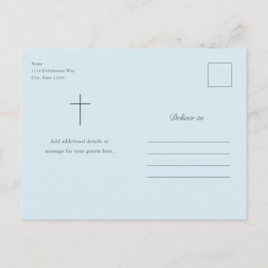 Modern Elegance Boys Photo Baptisme Uitnodiging Briefkaart (Achterkant)