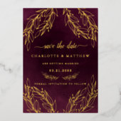 Modern Elegance Burgundy Save the Date Folie Uitnodiging (Voorkant)