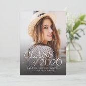 Modern Elegance Class of 2026 Photo Graduation Kaart (Staand voorkant)