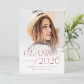 Modern Elegance Class of 2026 Photo Graduation Kaart (Staand voorkant)