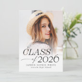 Modern Elegance Class of 2026 Photo Graduation Kaart (Staand voorkant)