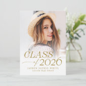 Modern Elegance Class of 2026 Photo Graduation Kaart (Staand voorkant)
