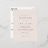 Modern Elegance Cream and Roos Gold Wedding Folie Uitnodiging Briefkaart (Voorkant / Achterkant)