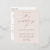 Modern Elegance Cream and Roos Gold Wedding Folie Uitnodiging Briefkaart (Voorkant / Achterkant)