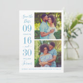 Modern Elegance Dusty Blue Wedding Foto Save The Date (Staand voorkant)