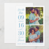 Modern Elegance Dusty Blue Wedding Foto Save The Date (Voorkant / Achterkant)
