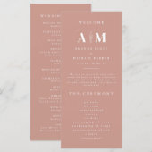 Modern Elegance Dusty Roos Wedding Programmakaart (Voorkant / Achterkant)